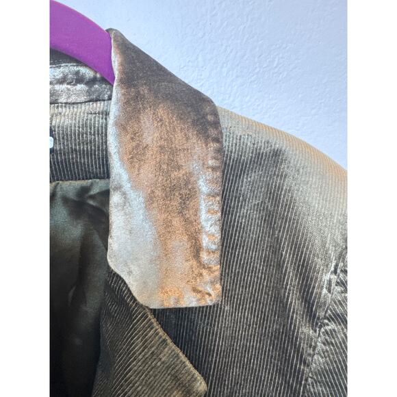 PAIGE Hollie Double Breasted Corduroy Blazer Brushed Olive Green Velour Women XL - Picture 5 of 10